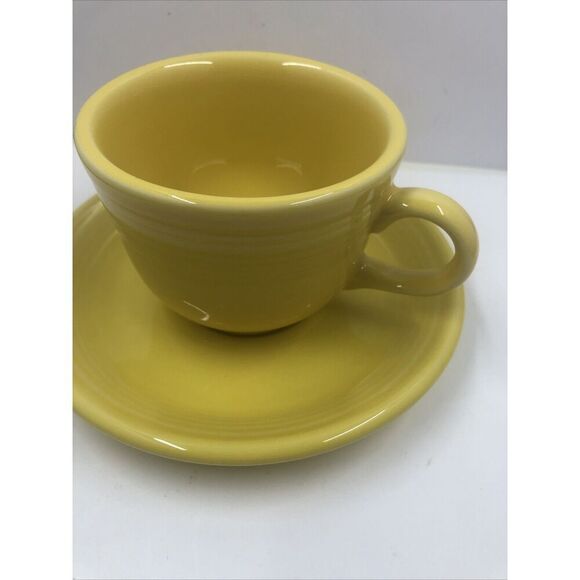 Fiestaware Coffee Tea Cup and Saucer Set Retired Sunflower HLC- CCCC - Picture 2 of 16